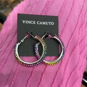 Vince Camuto  Colorful Crystal Hoop Earrings